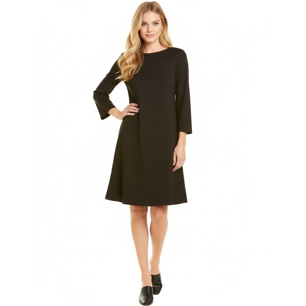NWT Lafayette 148 New York Shift in Black Lightweight Punto Milano Ponte Dress M